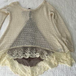 A'Reve Beige Sweater with lace